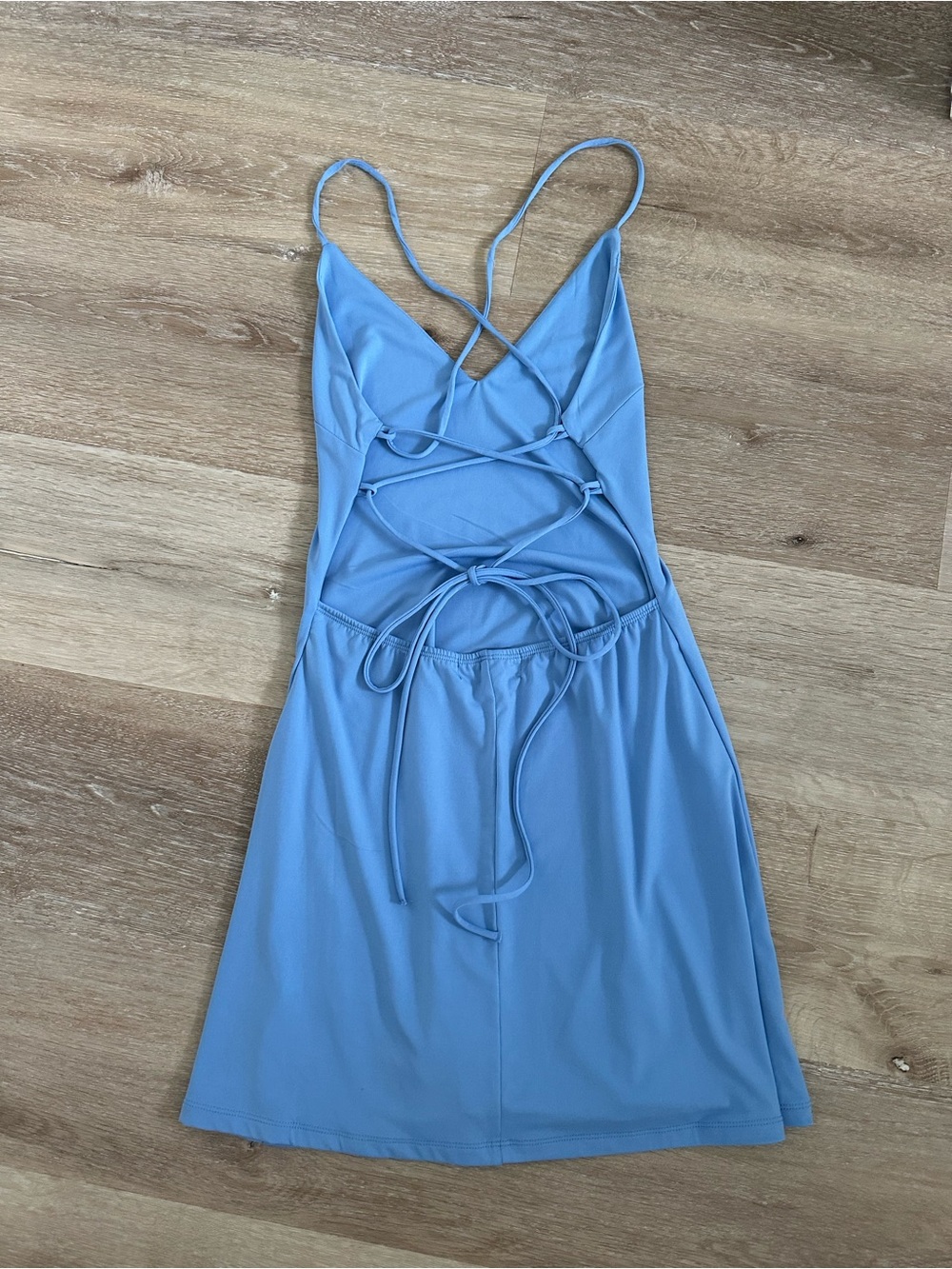 Light Blue Strappy Back Mini Dress